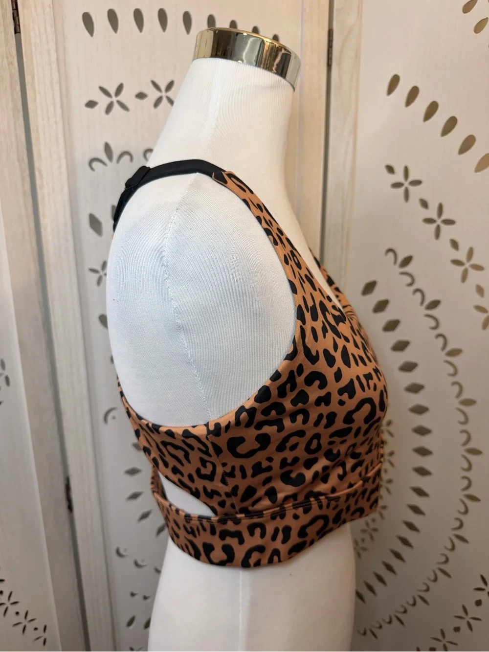 Leopard Print Racerback Crop Bralette Sports Bra
